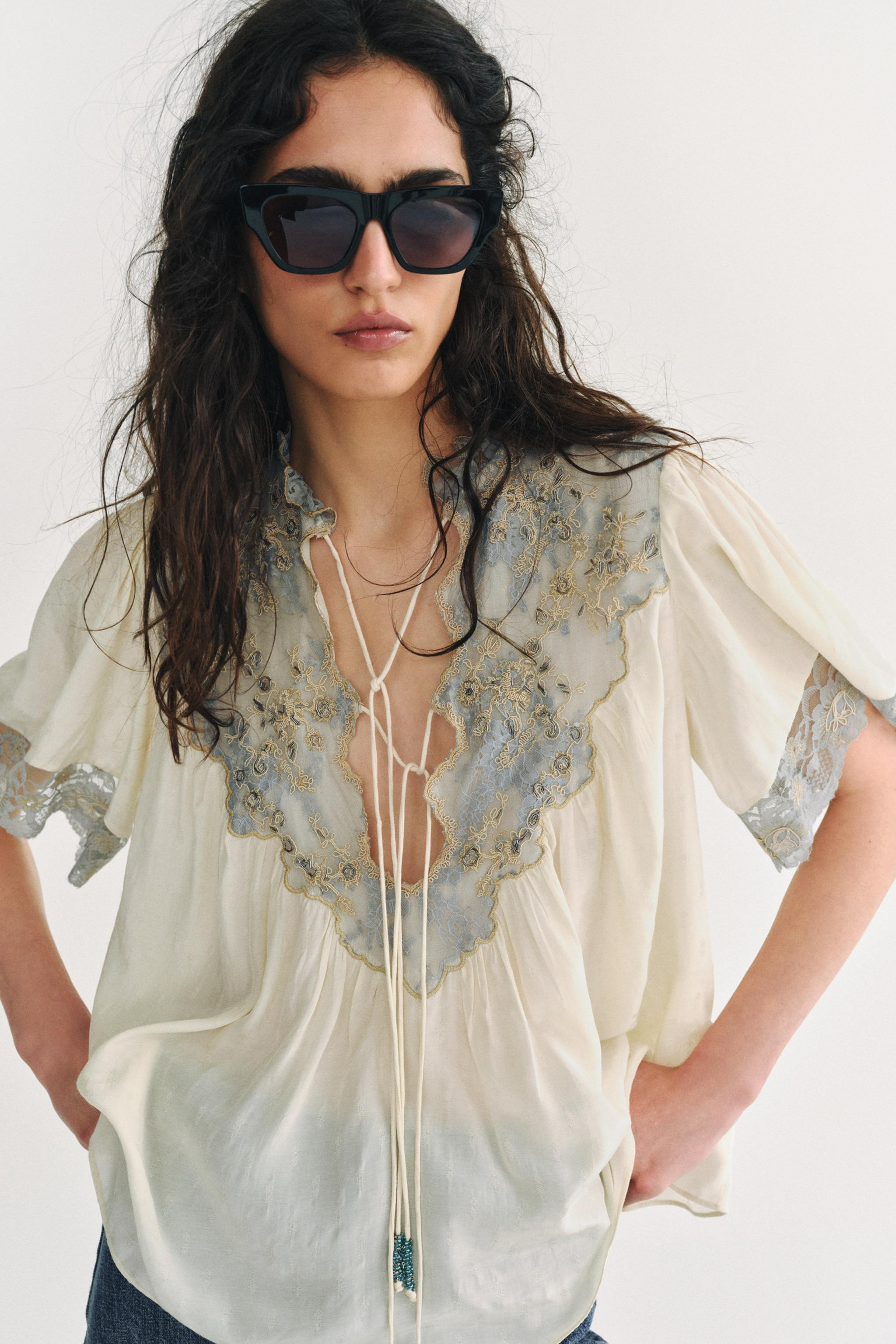 ZW COLLECTION LACE SHIRT | Zara UK