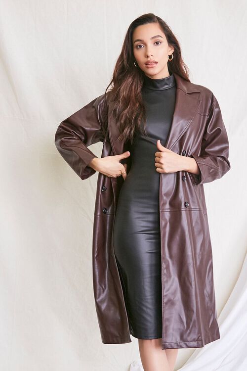 Faux Leather Double-Breasted Coat | Forever 21 (US)