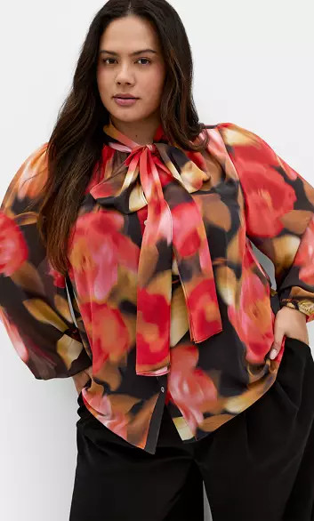 Celine Print Neck Tie Top | Belk