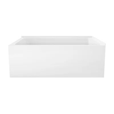 Kingston Brass Aqua Eden 60-Inch Acrylic Rectangular 2-Wall Corner Alcove Tub, Hand Drain | Wayfair North America