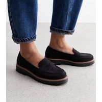 Women's Black Suedette Chunky Loafers New Look | New Look (UK)