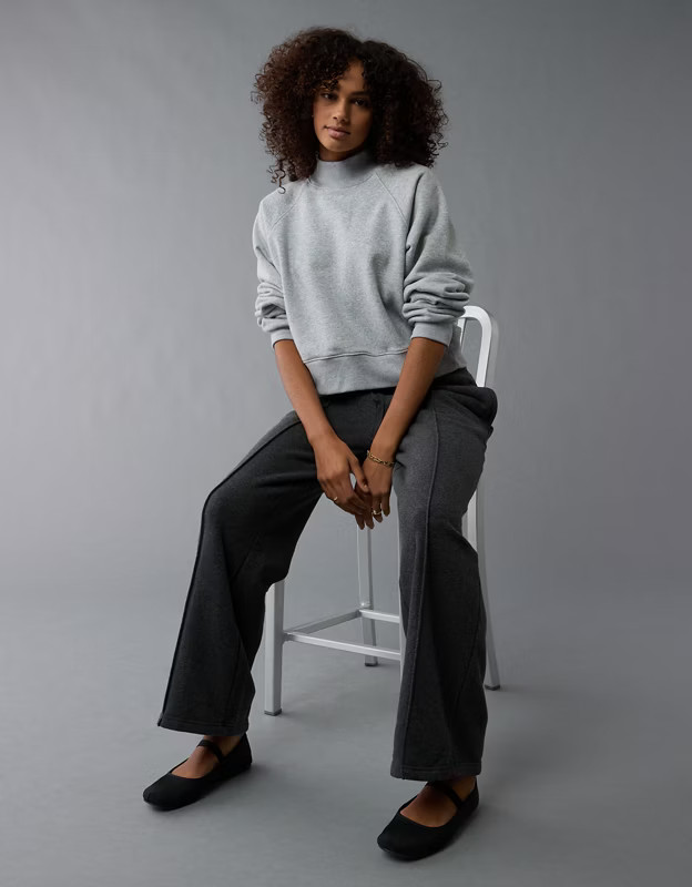 AE Everyday Luxe Mock Neck Sweatshirt | American Eagle Outfitters (US & CA)
