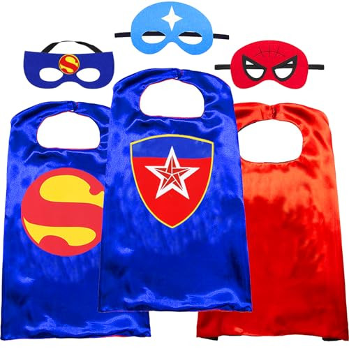 NuGeriAZ Superhero Cape for Kids-Halloween Cape and Mask Cosplay Costumes Set for Kids (Double Sided Cape) (2Pcs Red) | Amazon (US)