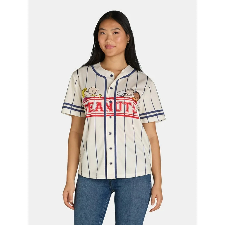 Peanuts Snoopy Juniors' Graphic Baseball Jersey, Sizes XS-XXXL - Walmart.com | Walmart (US)