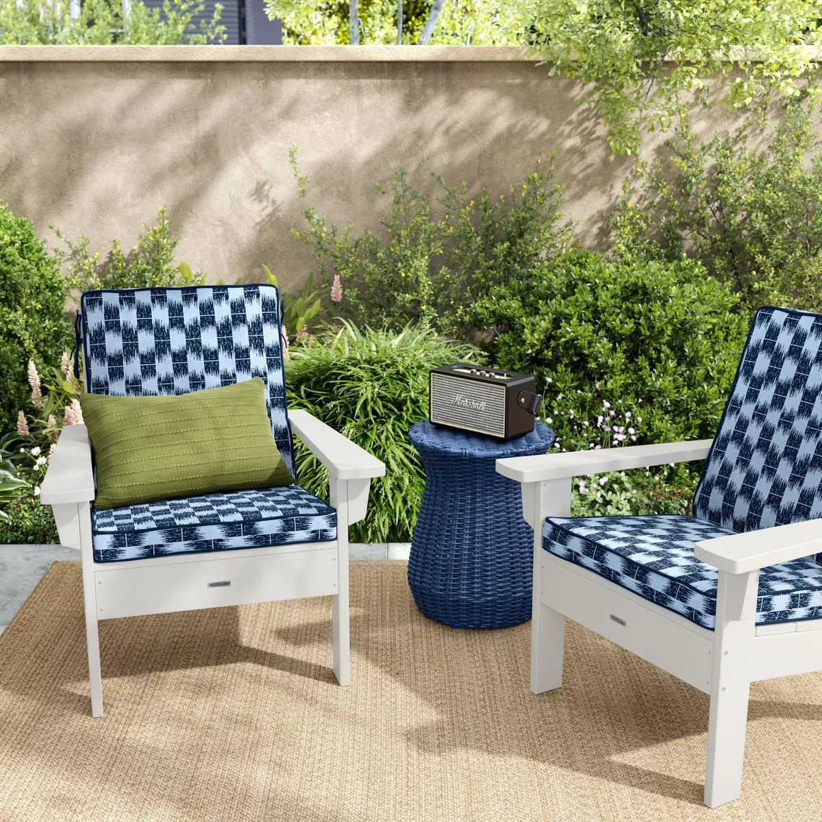 21"x43" Ikat Woven Chair Cushion Light Blue/Navy - Threshold™ | Target