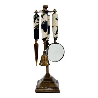 Stylish Office Accessory Sculpture For Home Decor - Modern Decorative Objects And Desk Organizer With Marble Handle - Style With Statues And Figurines | Wayfair North America