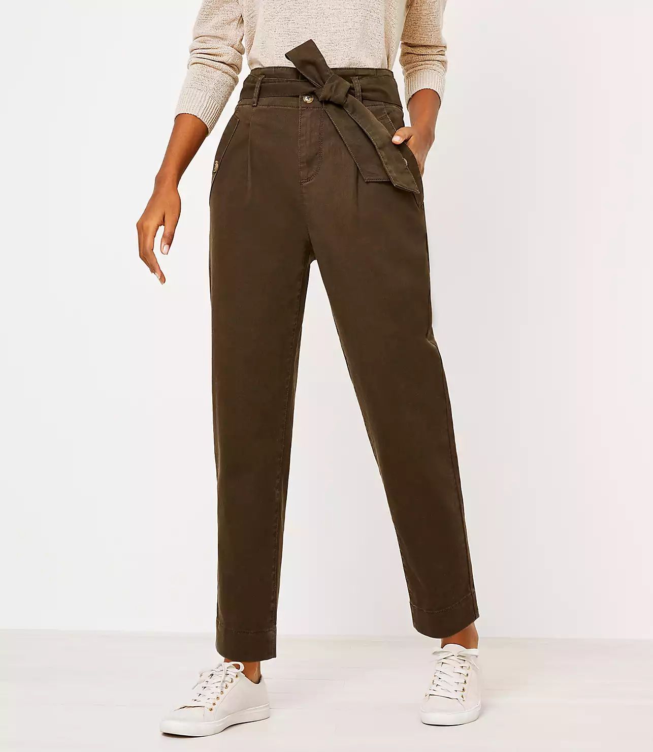 Tie Waist Slim Ankle Pants | LOFT