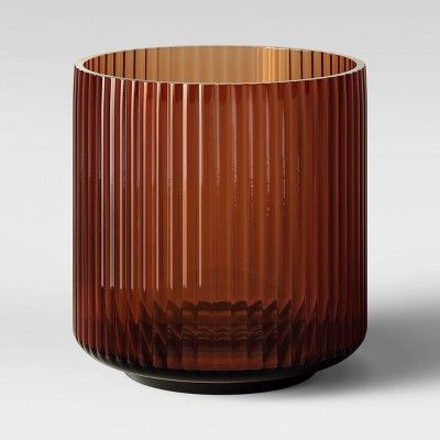 5.5&#34; x 5.5&#34; Ribbed Glass Vase Amber - Threshold&#8482; | Target