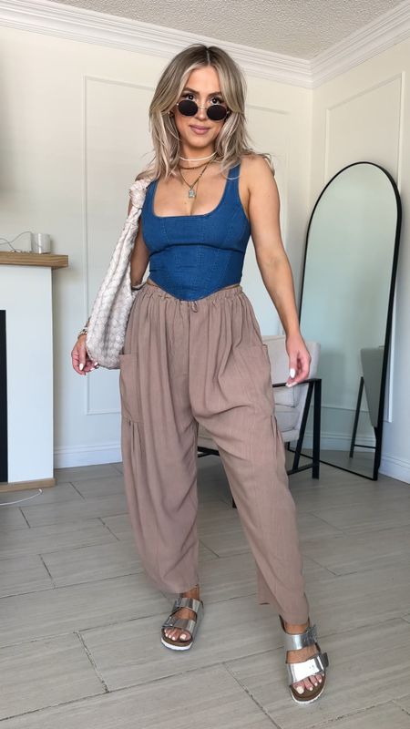Summer outfit on repeat 🥰☀️ 

Beyond obsessed with styling these linen drawstring comfy boho pants 🙌🏼

✔️ wearing them in size small in the color Coffee 
✔️ corset is size small it's one of my favorite summer pieces! 
✔️ the original sandal is Birkenstock, but I linked nearly identical ones from Amazon that are a fraction of the price! 

#LTKU #LTKStyleTip #LTKFindsUnder50