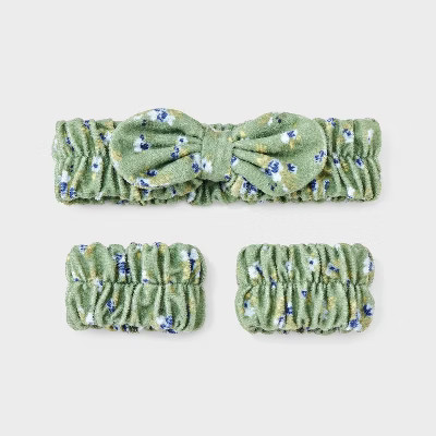 Hair Headwrap with Cuffs Set 3pc - Wild Fable™ Green Floral | Target