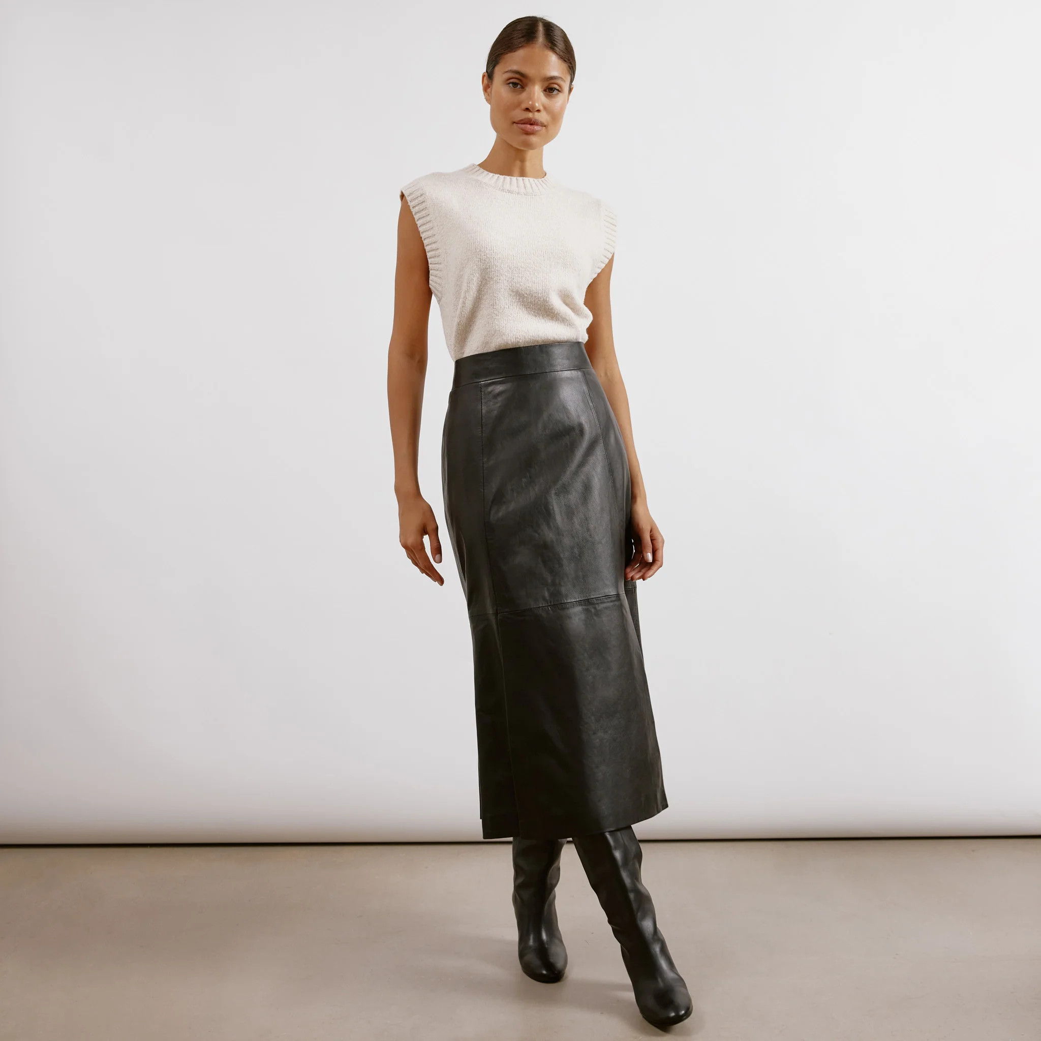 Leather Midi Skirt | Albaray