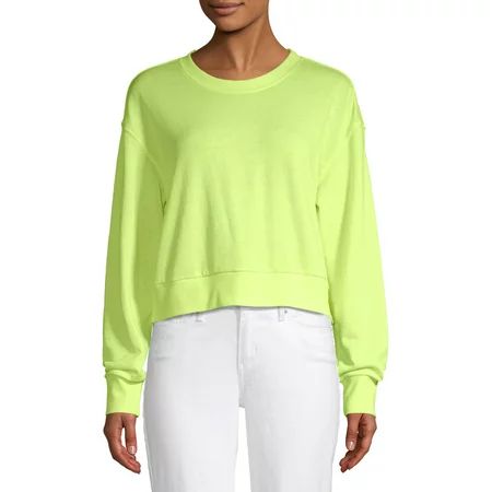 No Boundaries Juniors' Neon Washed Crop Sweatshirt | Walmart (US)