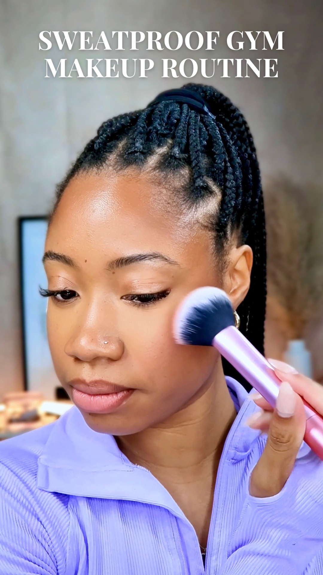 Skip the foundation. Here's my favorite gym makeup routine: sweatproof and super lightweight. 9.5 out of 10 times, I’m not wearing makeup, but when I do, this is my go-to. 

If you want a cute, natural look, these products are great. No, my pores are not clogged, and I don't break out because I ✨DOUBLE CLEANSE✨ my face as soon as I get home. 

Check out my LTK for product details and links.

@danessamyricksbeauty 
@sacheubeauty 
@got2busa 
@narsissist 
@aboutfacebeauty 
@lysbeautyofficial 
@blackradiancebeauty 
@hauslabs 
@hudabeauty 
@sephoracollection 
@maccosmeticsusa 
@charlottetilbury 
@onesize 
@realtechniques 

#makeuptutorial #makeup #makeuproutine  #makeupforblackwomen #sweatproof #sweatproofmakeup #beauty