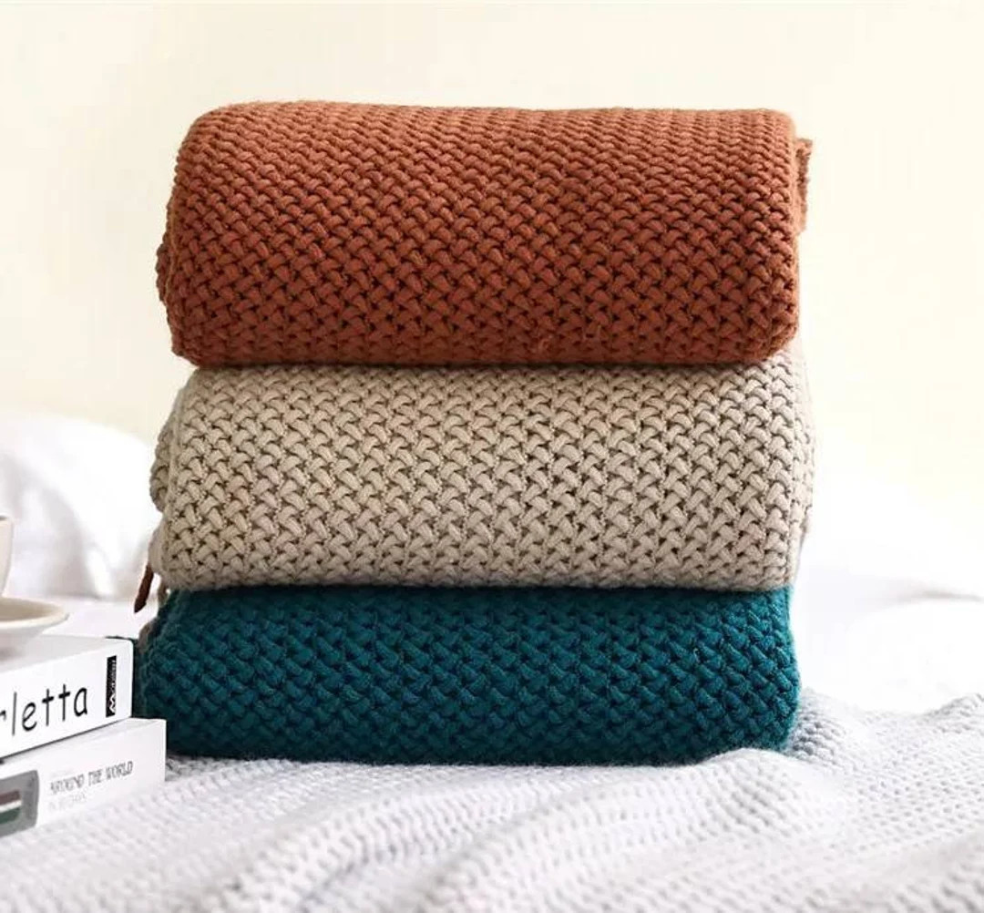 Nordic Knitted Blanket autumn/winter - Etsy | Etsy (US)