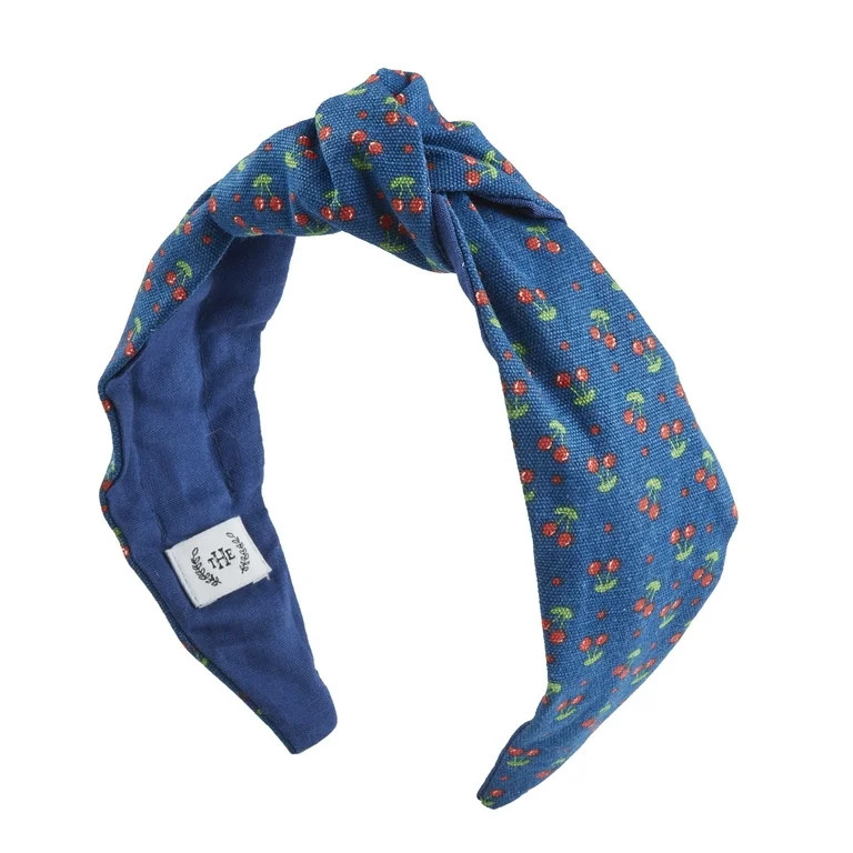 The Home Edit Knotted Cherry Print Canvas Headband, Navy Blue | Walmart (US)