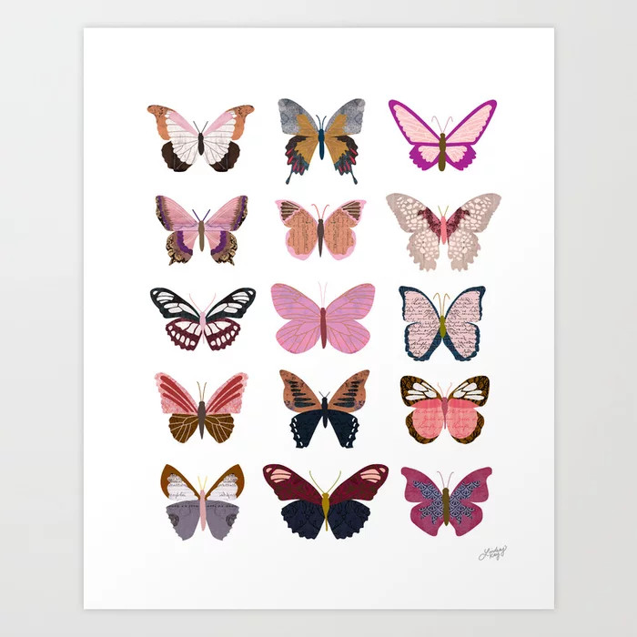 Pink Butterflies Art Print by Lindsey Kay Co | Society6