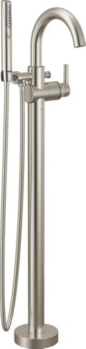 Delta Faucet Trinsic Floor Mount Tub Filler - Freestanding Roman Tub Spout with Handheld Shower - Flexible Shower Hose - Double Check Valves - Stainless, T4759-SSFL (Rough Sold Separately) | Amazon (US)