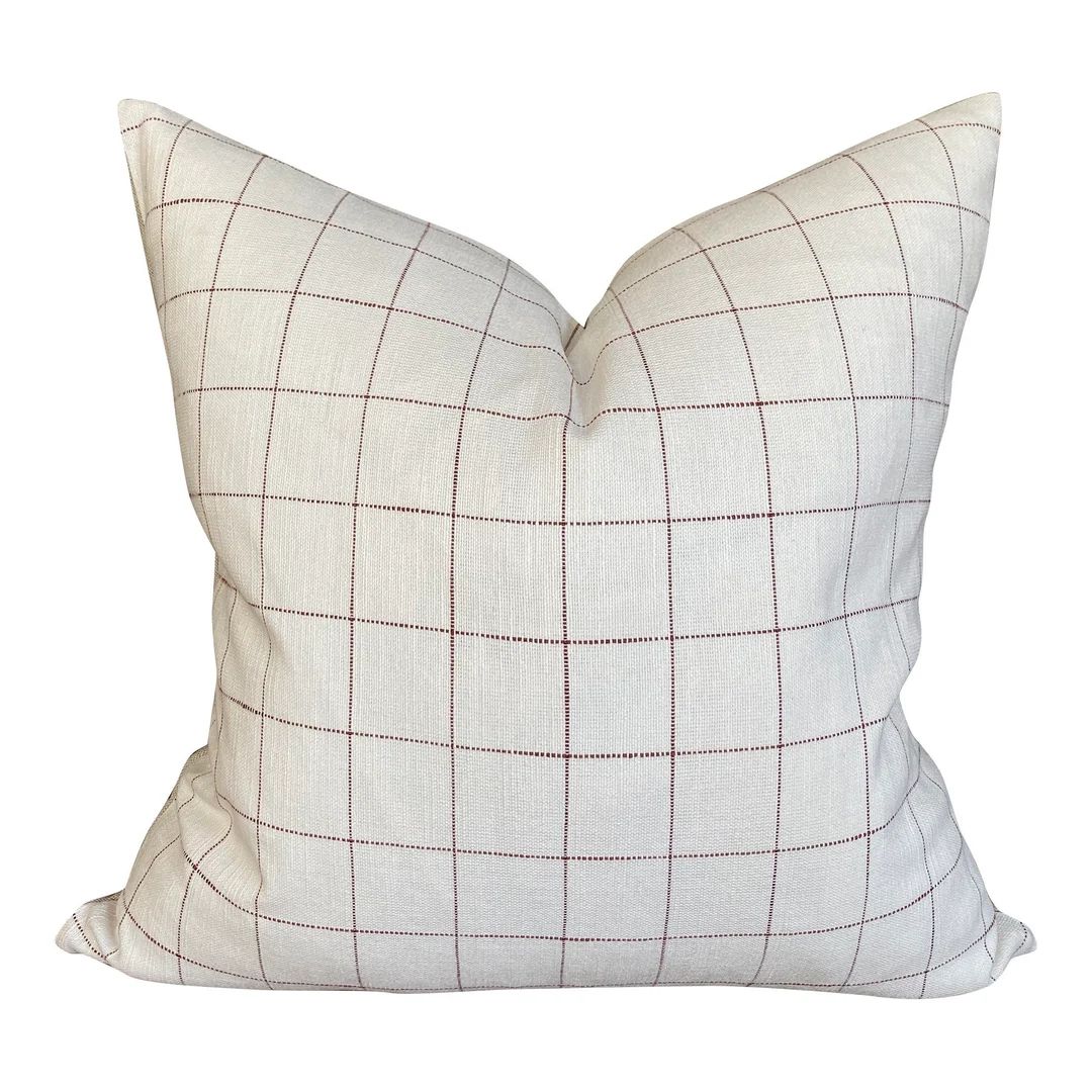Marietta in Brown Designer Pillows // Rust Pillows // Modern Farmhouse PIllow // Plaid Windowpane... | Etsy (US)