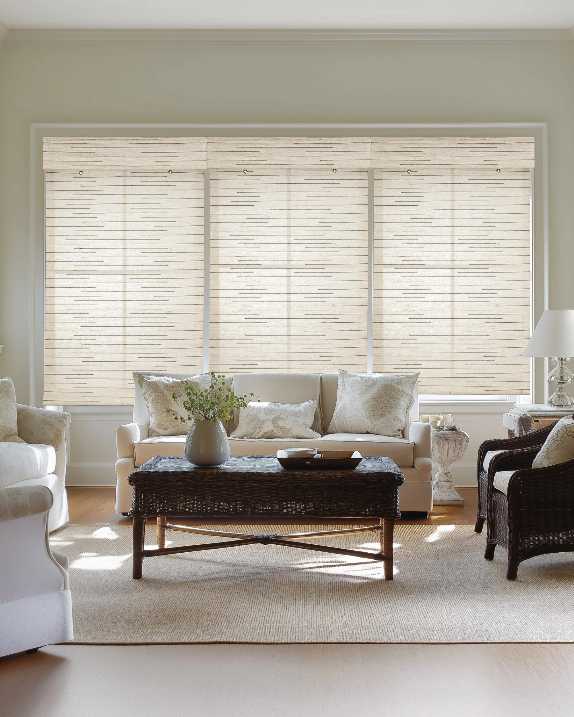 Kaia Linen Bamboo Woven Shade - White | TheHues