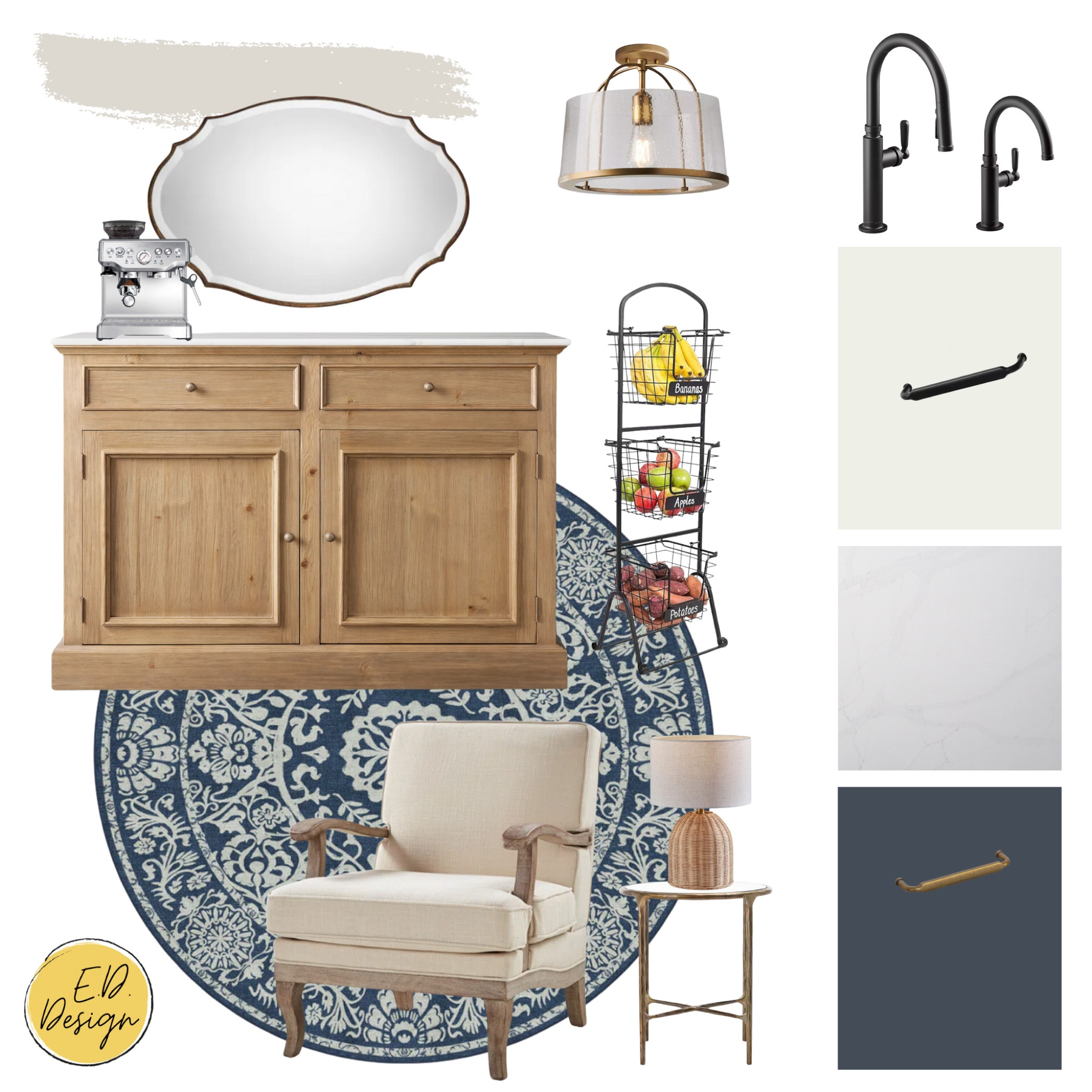 Coffee bar, navy and white, reading chair 

#LTKHome