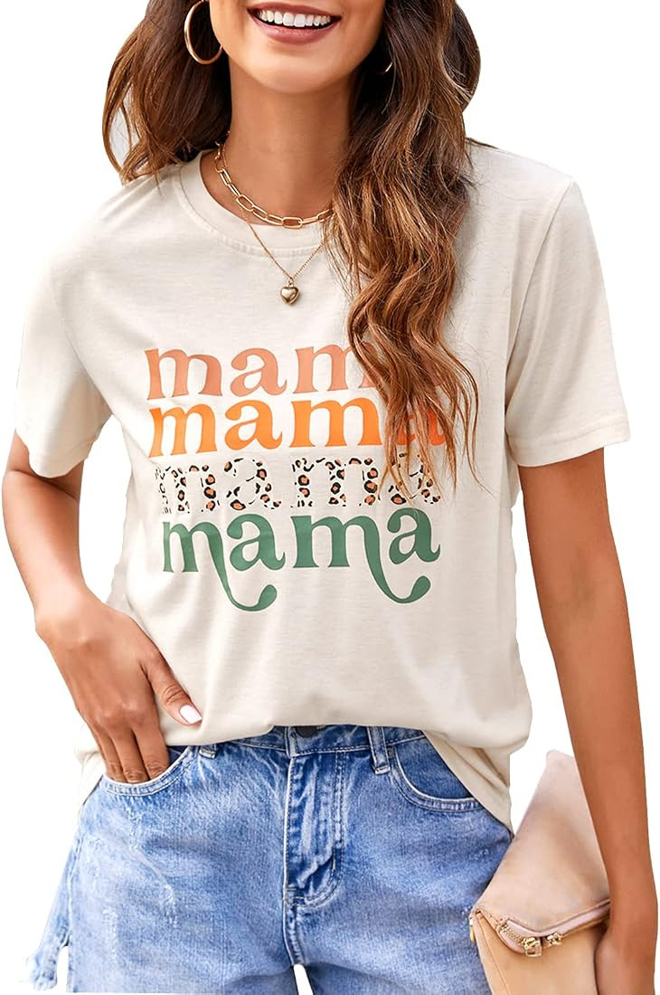 Blooming Jelly Womens Mama Shirt Fashion Graphic Tee Shirts Loose Fit Summer Tops Short Sleeve Bl... | Amazon (US)