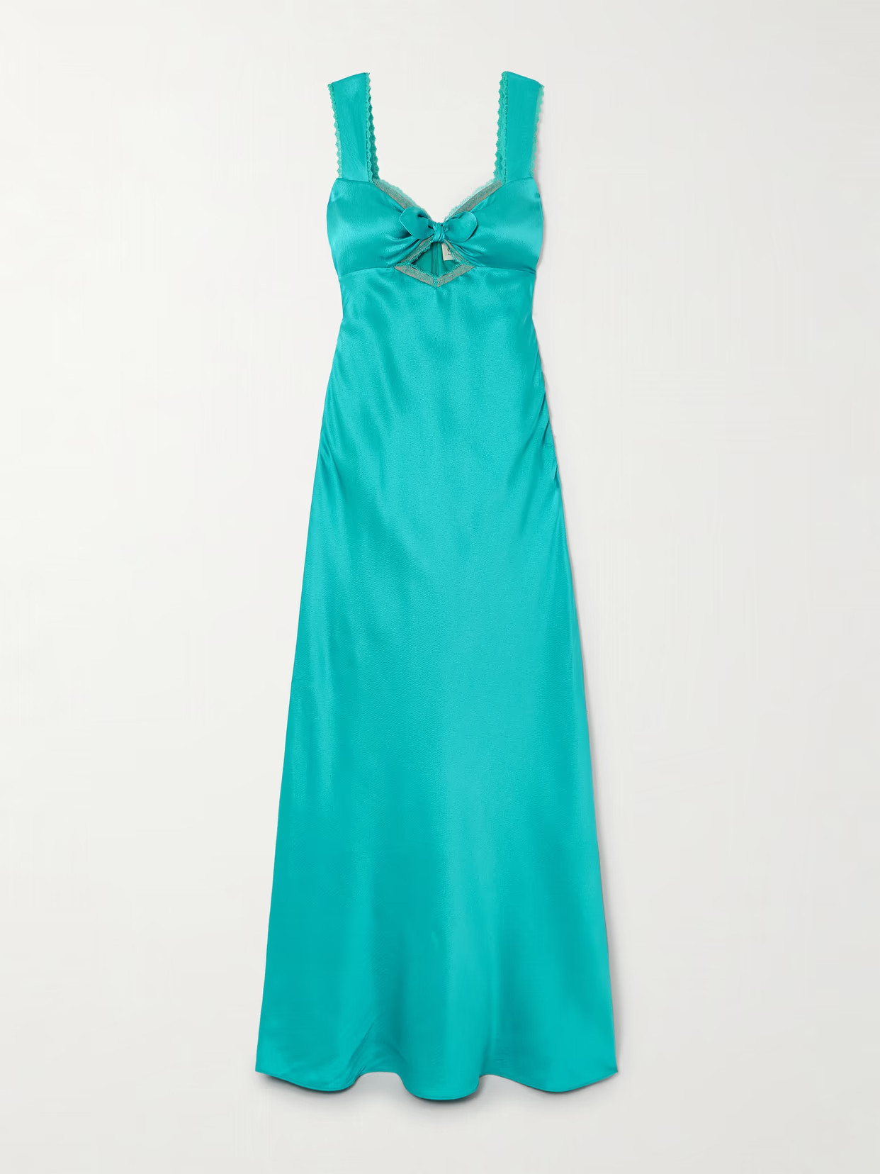 Saloni - Lina Cut-out Lace-trimmed Silk-crepe Maxi Dress - Blue | NET-A-PORTER (UK & EU)