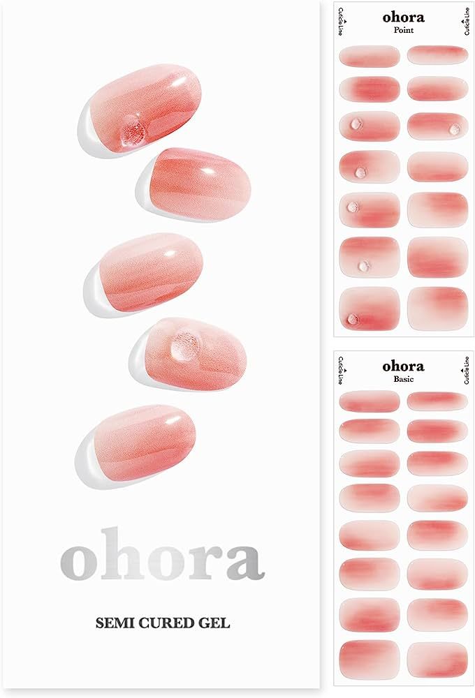 ohora Semi Cured Gel Nail Strips (N Dewy Flower) - Works with Any Nail Lamps, Salon-Quality, Long... | Amazon (US)