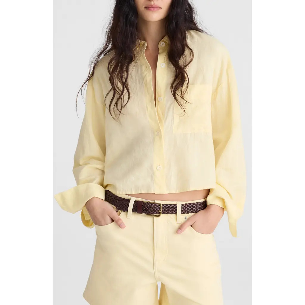 Madewell Linen & Cotton Straight Hem Shirt in Candlelight at Nordstrom, Size Xx-Large | Nordstrom