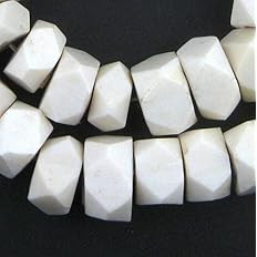 White Bone Beads - Full Strand of Fair Trade African Beads - The Bead Chest (Faceted, White) | Amazon (US)