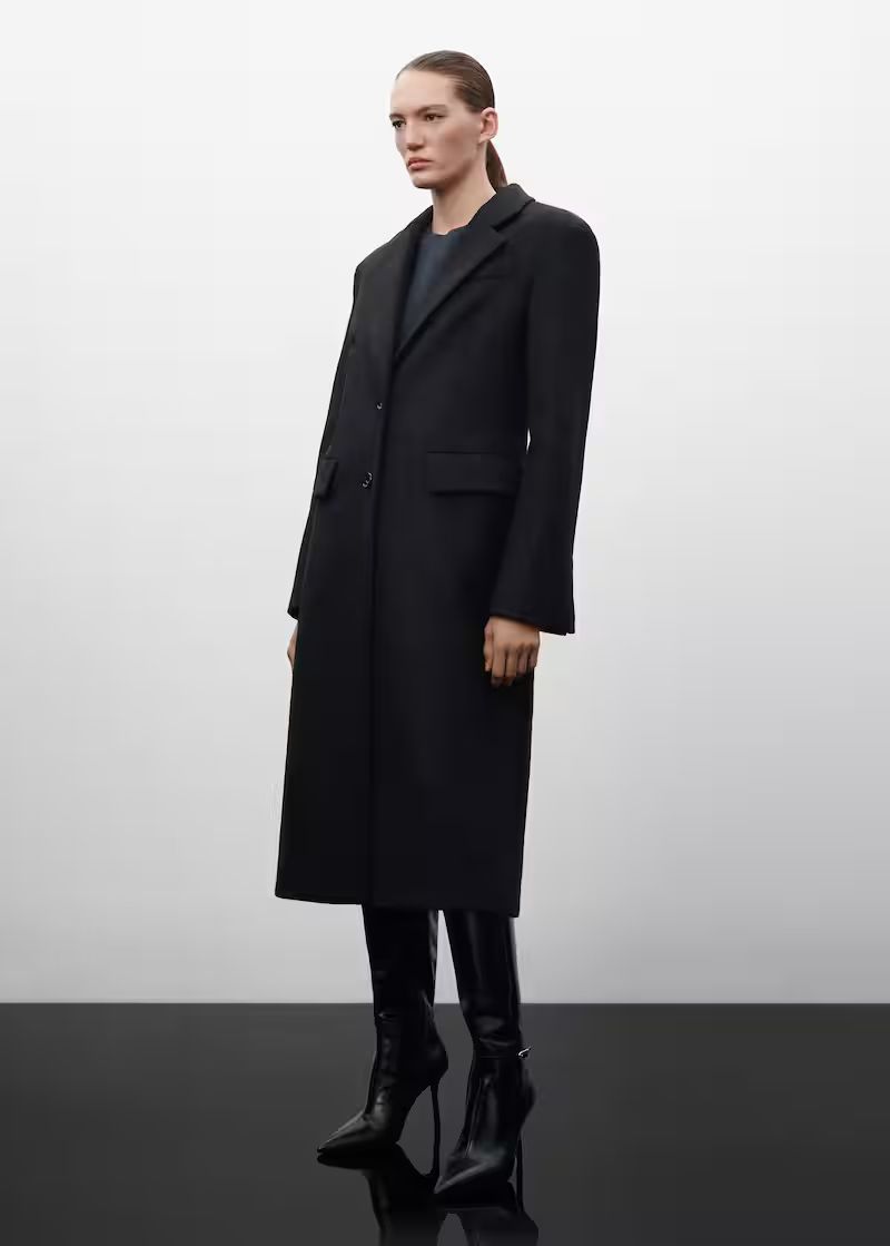 Wool coat with shoulder pads -  Women | Mango USA | MANGO (US)