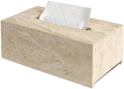 Noble and Light Luxury Natural Travertine Marble Household Tissue Box for Bathroom | Office | Des... | Amazon (US)