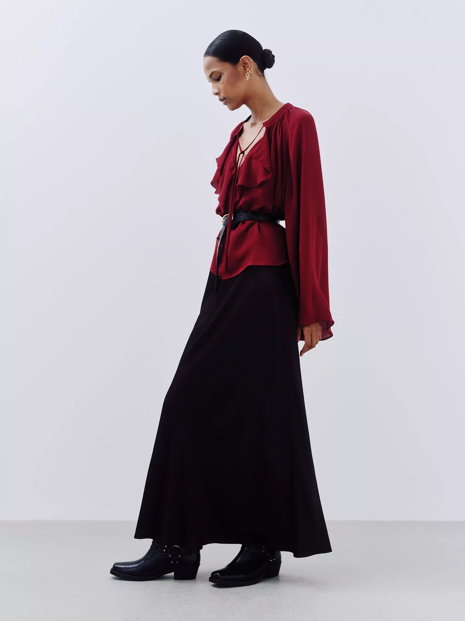 AND/OR Kendall Ruffle Blouse, Red | John Lewis (UK)