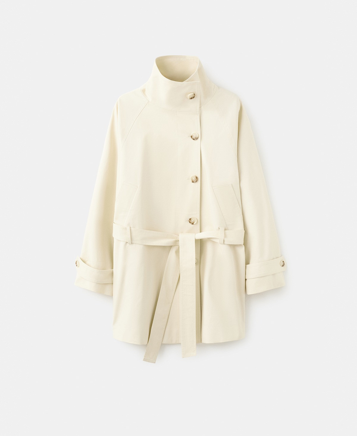 Mango Women's Funnel Neck Belt Trench Coat - Ecru | Macy's