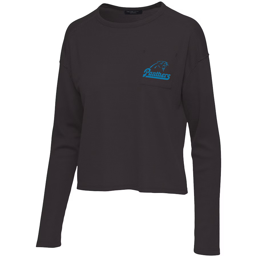 Women's Carolina Panthers Junk Food Black Pocket Thermal Long Sleeve T-Shirt | NFL Shop
