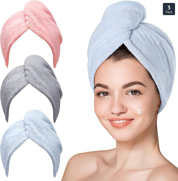 Hicober Microfiber Hair Towel Wrap, Fast Drying Hair Towels for Women, Soft Lightweight Quick Dry... | Amazon (US)