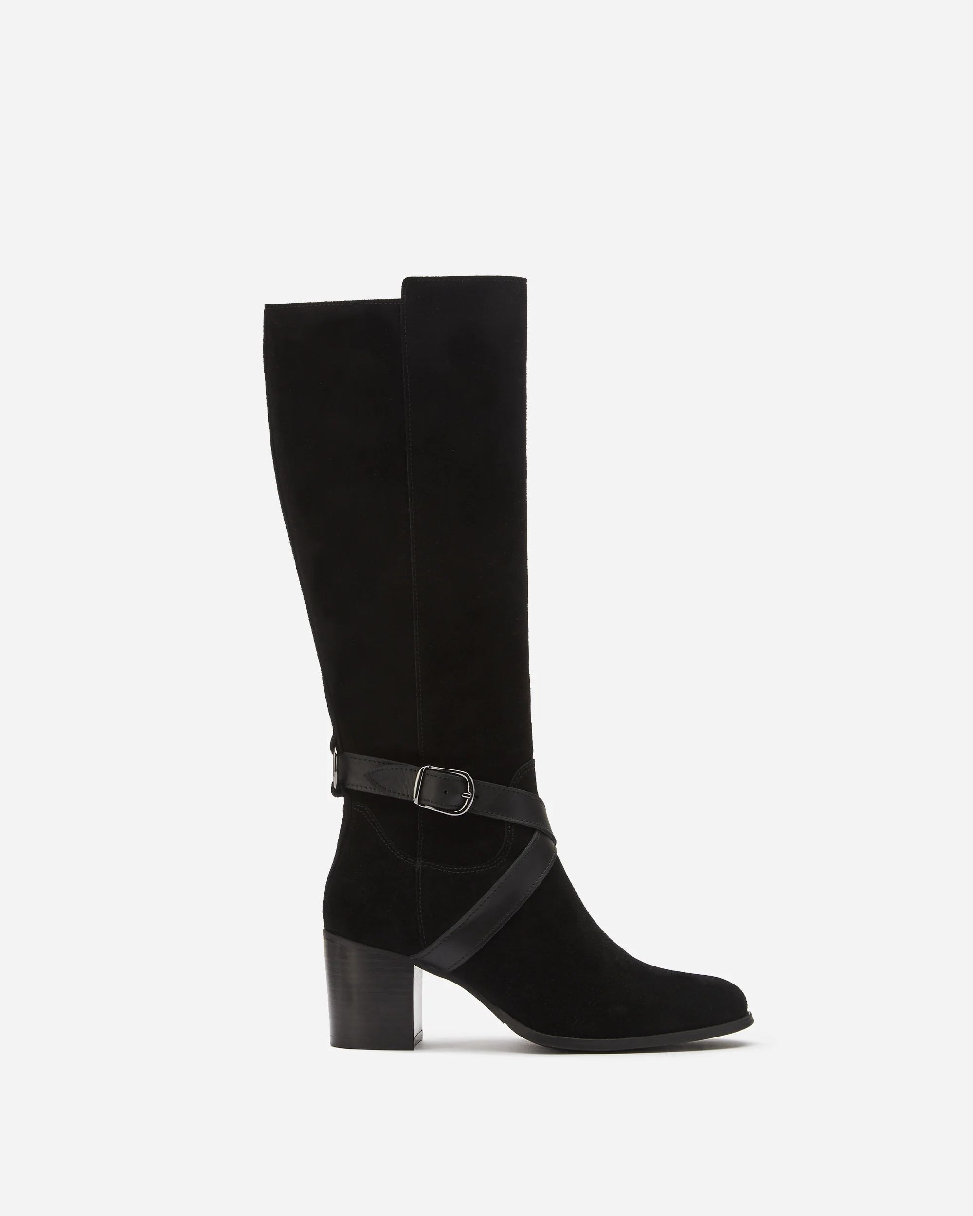 Easton Knee High Boots in Black Suede | DuoBoots