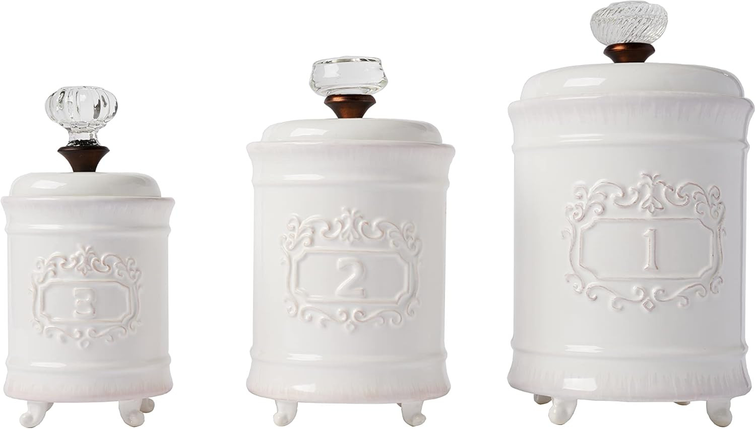 Mud Pie Kitchen Canister (Set of 3), White | Amazon (US)