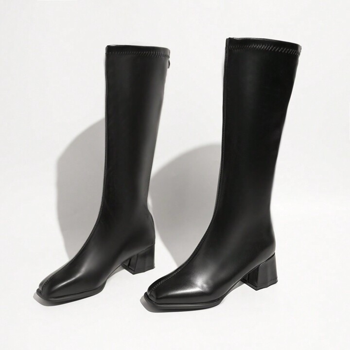 Real Soft Leather Boots Women's Boots 2023 Autumn And Winter New High-Heeled Knight Boots Small T... | SHEIN