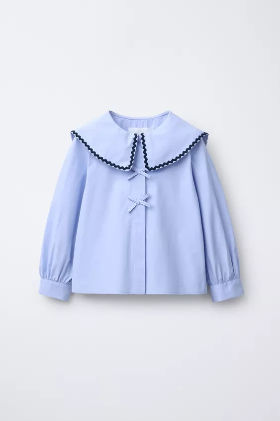 WAVY TRIM COLLAR SHIRT | Zara US