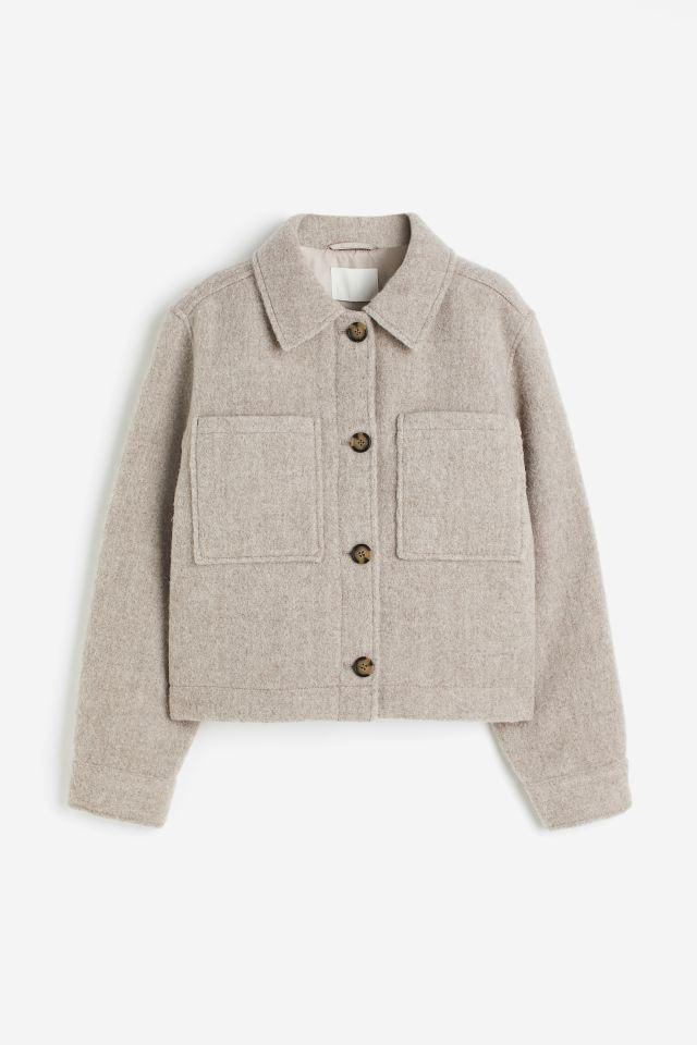 Wool-blend jacket - Beige marl - Ladies | H&M GB | H&M (UK, MY, IN, SG, PH, TW, HK)