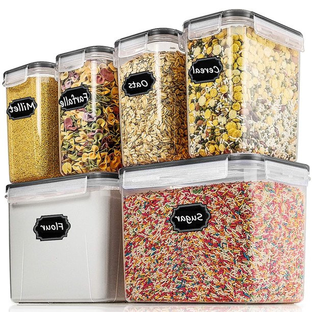 Large Tall Airtight Food Storage Containers, 6 PACK Plastic Airtight Pantry & Kitchen Organizatio... | Walmart (US)