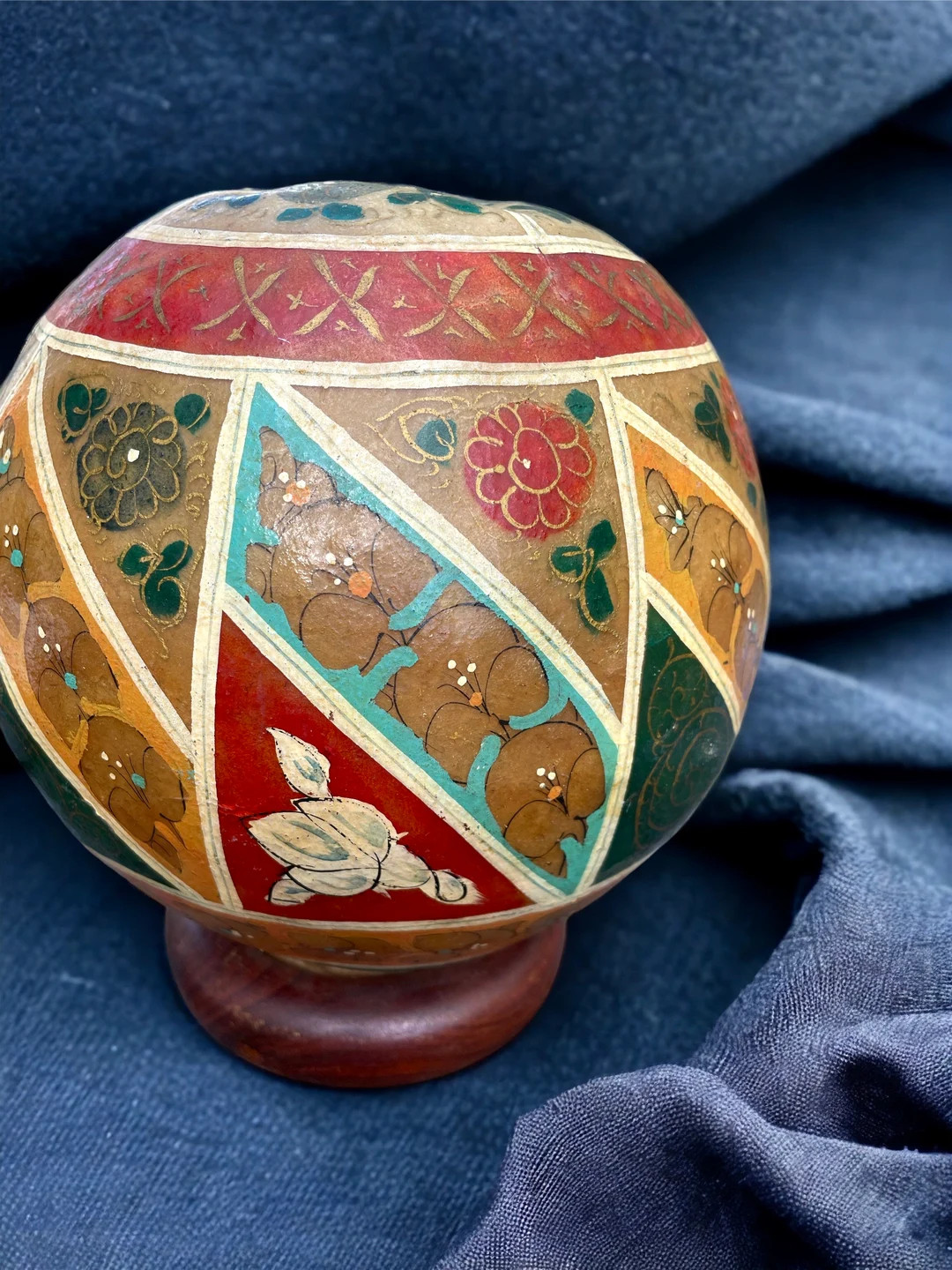 Hand Painted Camel Hide Globe Lamp Wood Base Made in Pakistan WORKS - Etsy | Etsy (US)