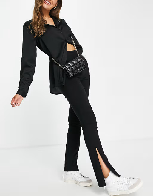 Topshop skinny zip hem trouser in black | ASOS (Global)