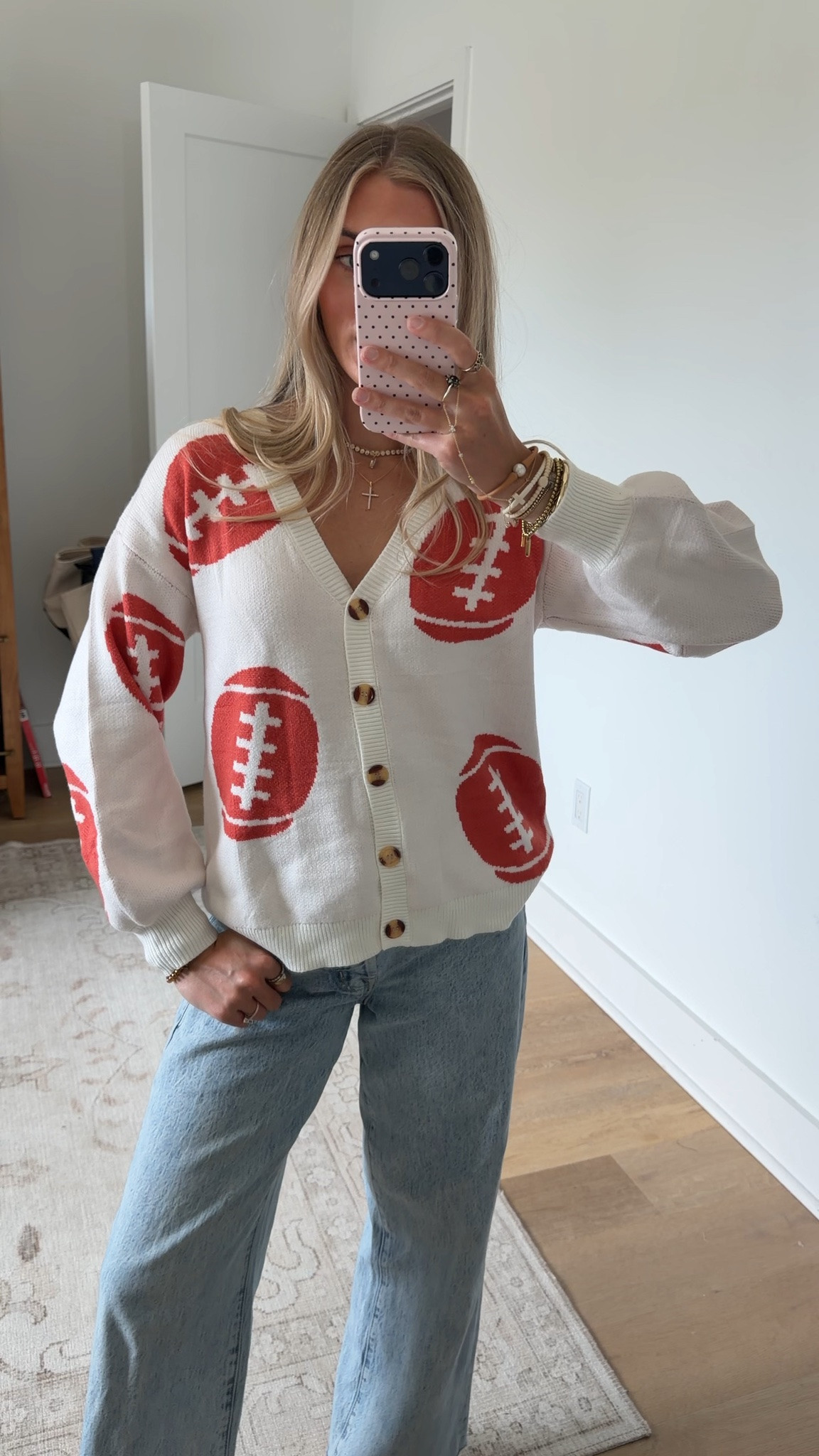 Amazon size small SeekMe Women Football Knit Cardigan Button Oversized Fall Game Day Sweater
Loose Oversized Fit, Football Knit Pattern, V-Neck Button Front Closure, Soft Cozy Knit Fabric, Versatile Long Sleeve Outwear

#LTKootd #LTKSaleAlert #LTKSeasonal