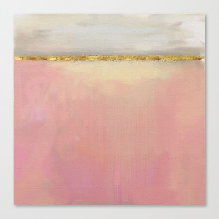 Serenity: Pink, Gold And Grey Abstract Art Painting Canvas Print by Garden Of Delights Gallery - SMA | Society6