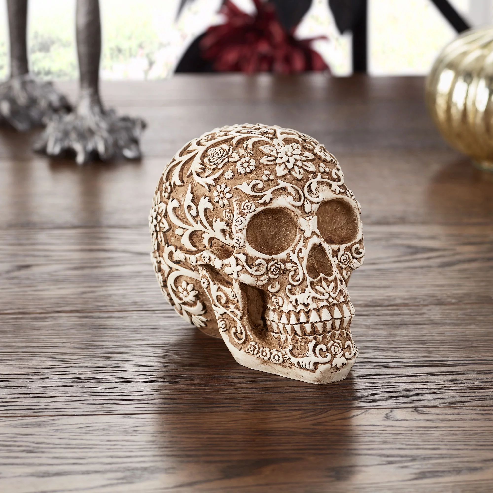 Way to Celebrate Off-White Resin Skull Decoration, 5.5'' - Walmart.com | Walmart (US)