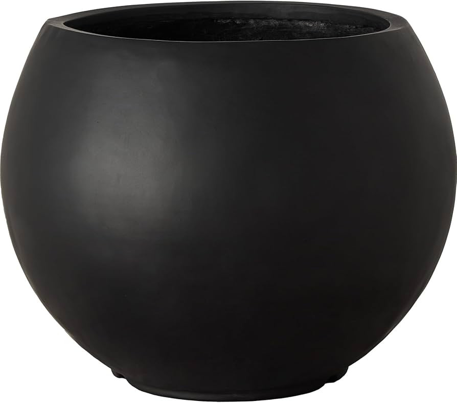 17 H x 21" Dia (15" Pot Opening) Round Fiberstone Planter with Drainage Hole, Black, Indoor/Outdo... | Amazon (US)