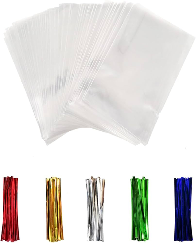50Pcs Cellophane Bags, Cello Cellophane Treat Bags 3x4 Plastic Gift Bags for Packaging Cookies, P... | Amazon (US)