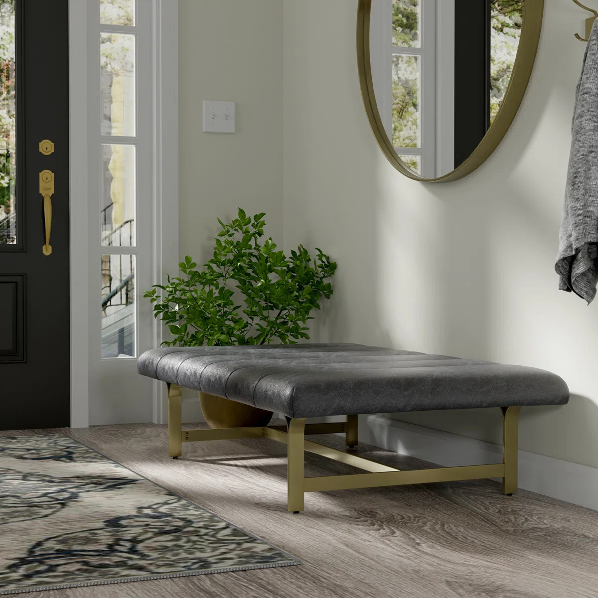 Lorinda Upholstered Vegan Leather Coffee Table with Metal Base | Wayfair North America