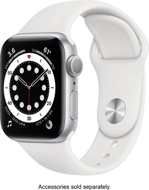 Apple Watch Series 6 (GPS) 40mm Silver Aluminum Case with White Sport Band - Silver | Best Buy U.S.